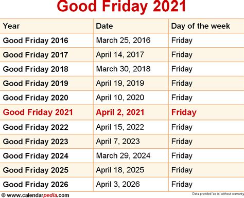 good friday 2021 calendar